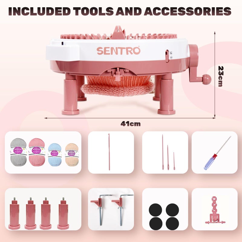 SENTRO Upgraded 48 Needle Knitting Machine, Circle Knit Loom Machine with Row Counter and Hand Crank,Crochet Knitting Loom Machine for Beginners and Seasoned Knitters - Image 4