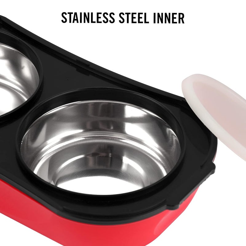 Cello CELLO Doppler Steel Lunch Box for Kids Adults, Red | Insulated Tiffin Keeps Food Warm | 2 Compartments with Locking Lid | Spill Leak Proof | Ideal for Office, School, Picnic & Travelling  - Image 4
