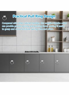 Y&D Drop Pull Ring Zinc Alloy Wooden Door Knocker Round Chair Pulls Handle Wardrobe Furniture Cabinet Knobs with Screws for Drawer, Shiny Silver,100*54*36mm  - Image 3