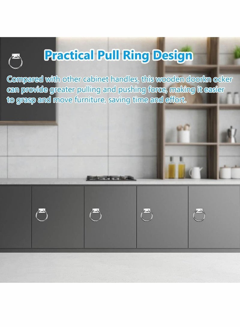 Y&D Drop Pull Ring Zinc Alloy Wooden Door Knocker Round Chair Pulls Handle Wardrobe Furniture Cabinet Knobs with Screws for Drawer, Shiny Silver,100*54*36mm  - Image 3