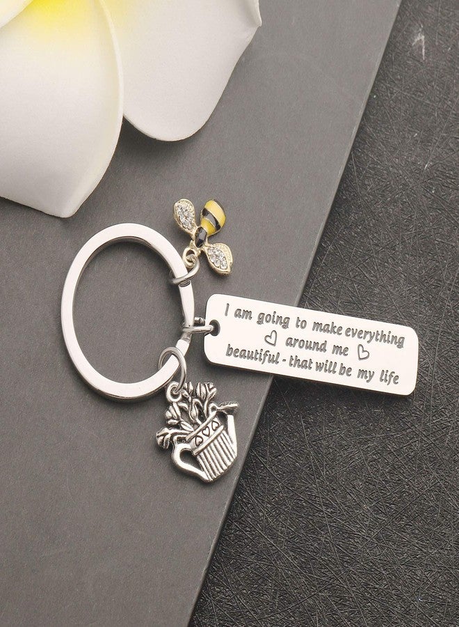 bobauna Gardener Keychain I am Going to Make Everything Around Me Beautiful Gardening Jewelry Gift For Florist Plant Lover (garden around beautiful life keychain) - Image 2