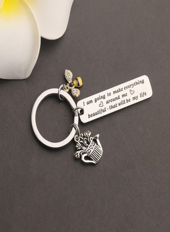 bobauna Gardener Keychain I am Going to Make Everything Around Me Beautiful Gardening Jewelry Gift For Florist Plant Lover (garden around beautiful life keychain) - Image 3