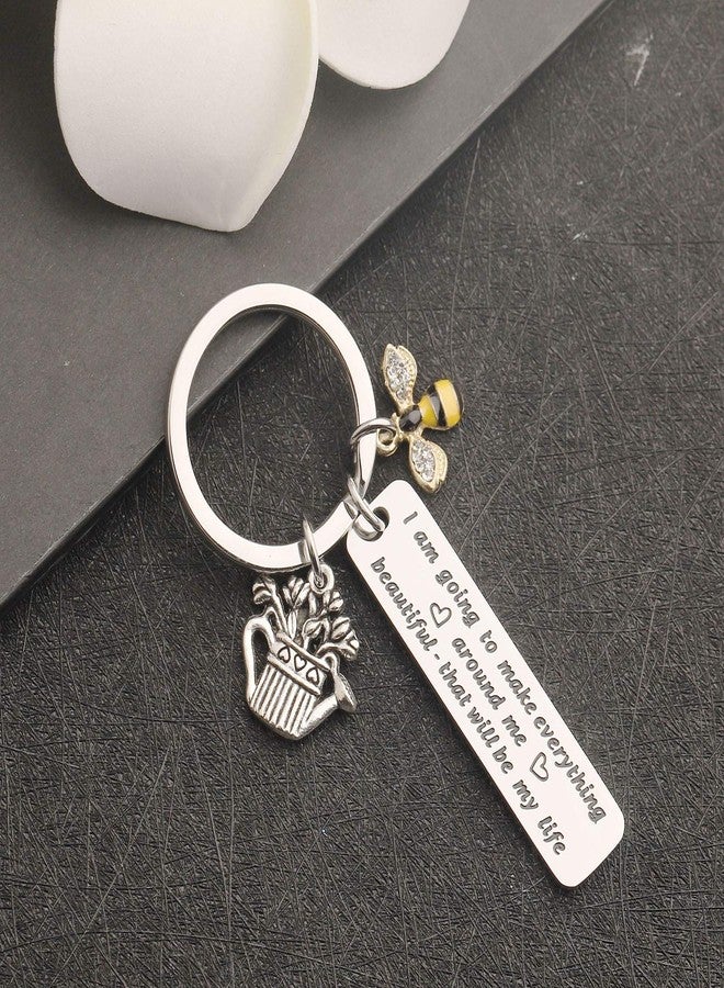 bobauna Gardener Keychain I am Going to Make Everything Around Me Beautiful Gardening Jewelry Gift For Florist Plant Lover (garden around beautiful life keychain) - Image 4