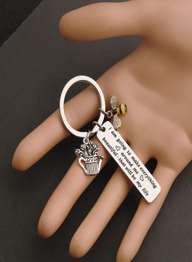 bobauna Gardener Keychain I am Going to Make Everything Around Me Beautiful Gardening Jewelry Gift For Florist Plant Lover (garden around beautiful life keychain) - Image 5