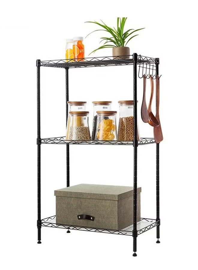 بلومنغ تايم رف تخزين بإطار فولاذي قابل للتعديل من 3 طبقات ، منظم مكتب المطبخ ، رف شديد التحمل ، أسود - Image 1