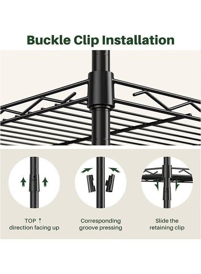 بلومنغ تايم رف تخزين بإطار فولاذي قابل للتعديل من 3 طبقات ، منظم مكتب المطبخ ، رف شديد التحمل ، أسود - Image 5