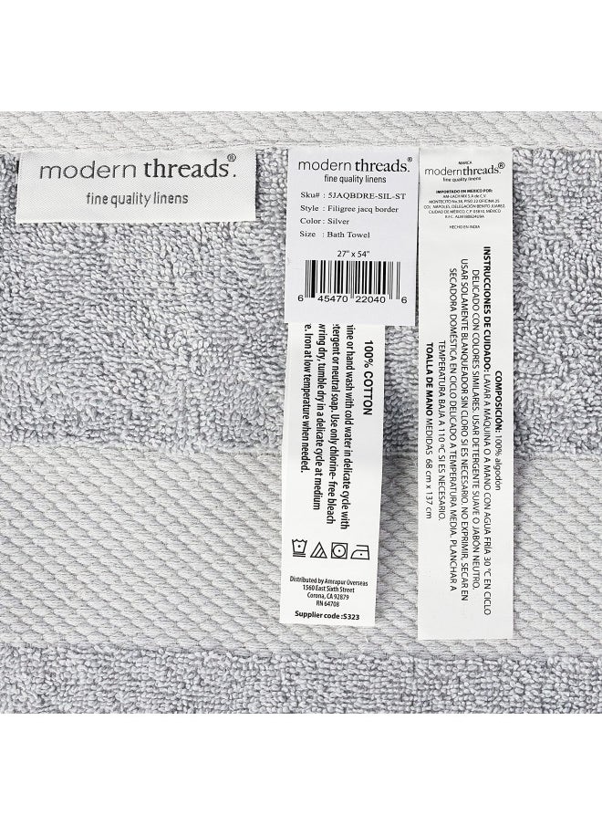 Modern Threads Modern Threads 600 GSM 6-Piece Towel Set with Filgree Jacquard Border, Silver  - Image 3