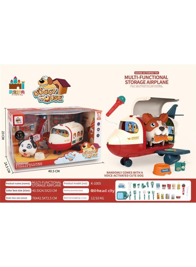 Fun Play Home Electronic Pet Dog Inertia Sliding Car Airship Toy Birthday Gift-Color:Multi-function Storage Aircraft (window Box  - Image 1