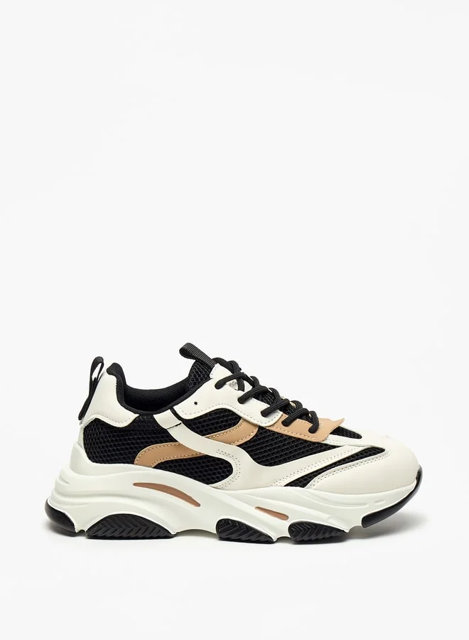 سيليست Women's Monotone Low Ankle Sneakers with Lace-Up Closure