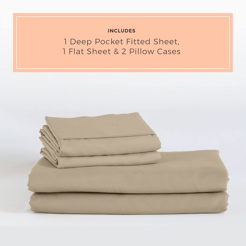 PeachSkinSheets مجموعة ورقة Mocha Light Peachskinsha - مستوى 1500TC من النعومة - أوراق تبريد ناعمة إضافية للنوم الساخن والتعرق الليلي - XL بالحجم الكامل  - Image 2