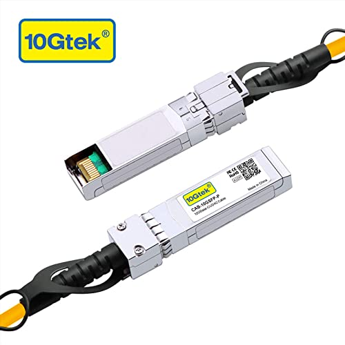 10Gtek [Yellow Colored 10G SFP+ DAC Cable - Twinax SFP Cable for Cisco SFP-H10GB-CU1M, Meraki MA-CBL-TA-1M, Ubiquiti UniFi, D-Link, Fortinet, Supermicro, Netgear, 1-Meter(3.3ft) - Image 2