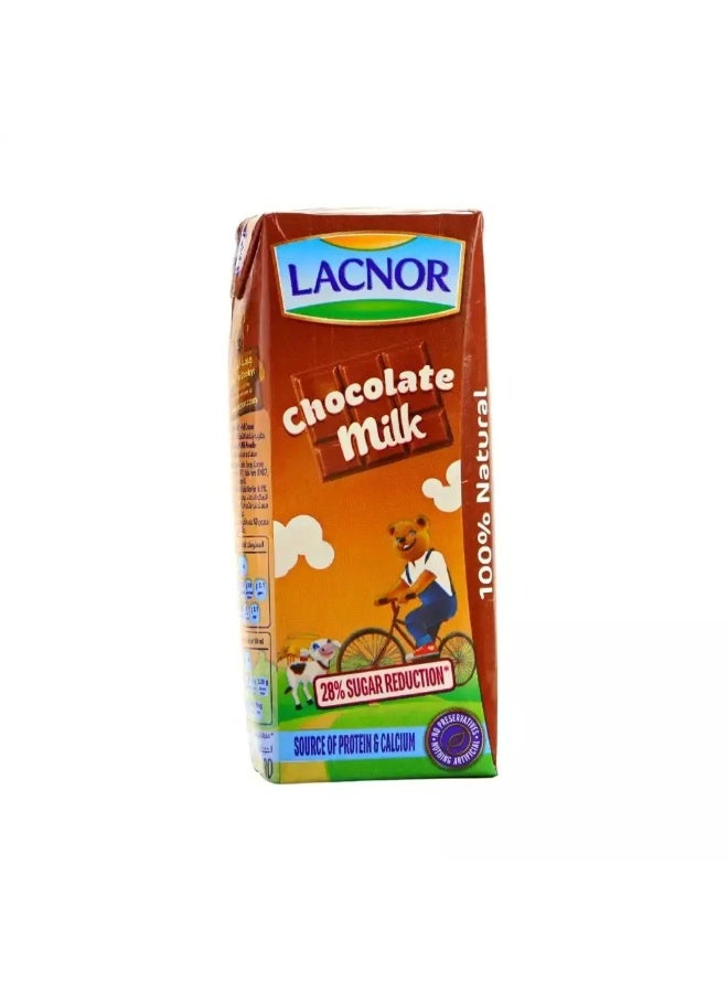 Lacnor Chocolate Flavored Milk Reduced Sugar Drink Source of Protein and Calcium- 8X180ml - Image 1