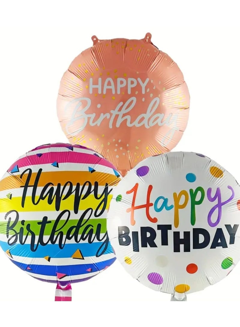 LDQ 10pcs 18-Inch Round Happy Birthday Foil Balloons – Vibrant Mixed Colors, Durable Aluminum, Easy to Inflate & Deflate, Perfect for Birthday Parties & Celebrations - Image 2