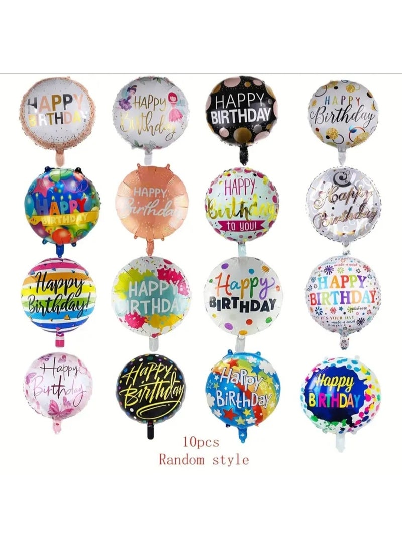 LDQ 10pcs 18-Inch Round Happy Birthday Foil Balloons – Vibrant Mixed Colors, Durable Aluminum, Easy to Inflate & Deflate, Perfect for Birthday Parties & Celebrations - Image 4