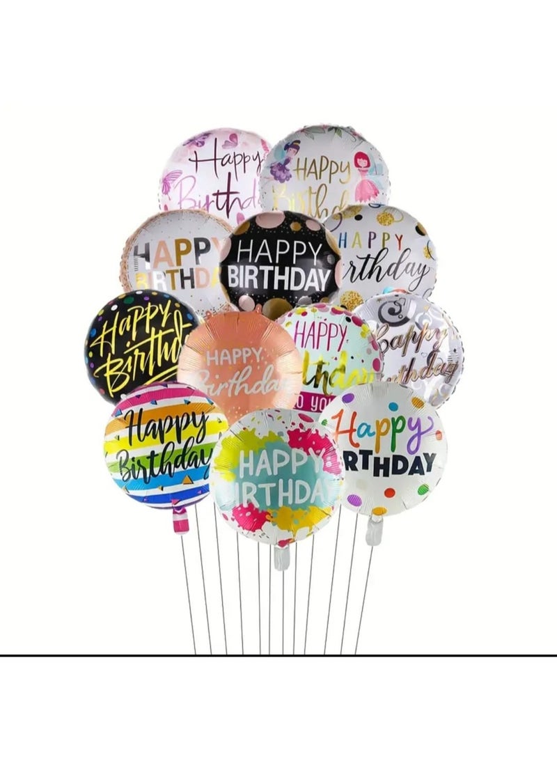 LDQ 10pcs 18-Inch Round Happy Birthday Foil Balloons – Vibrant Mixed Colors, Durable Aluminum, Easy to Inflate & Deflate, Perfect for Birthday Parties & Celebrations - Image 5