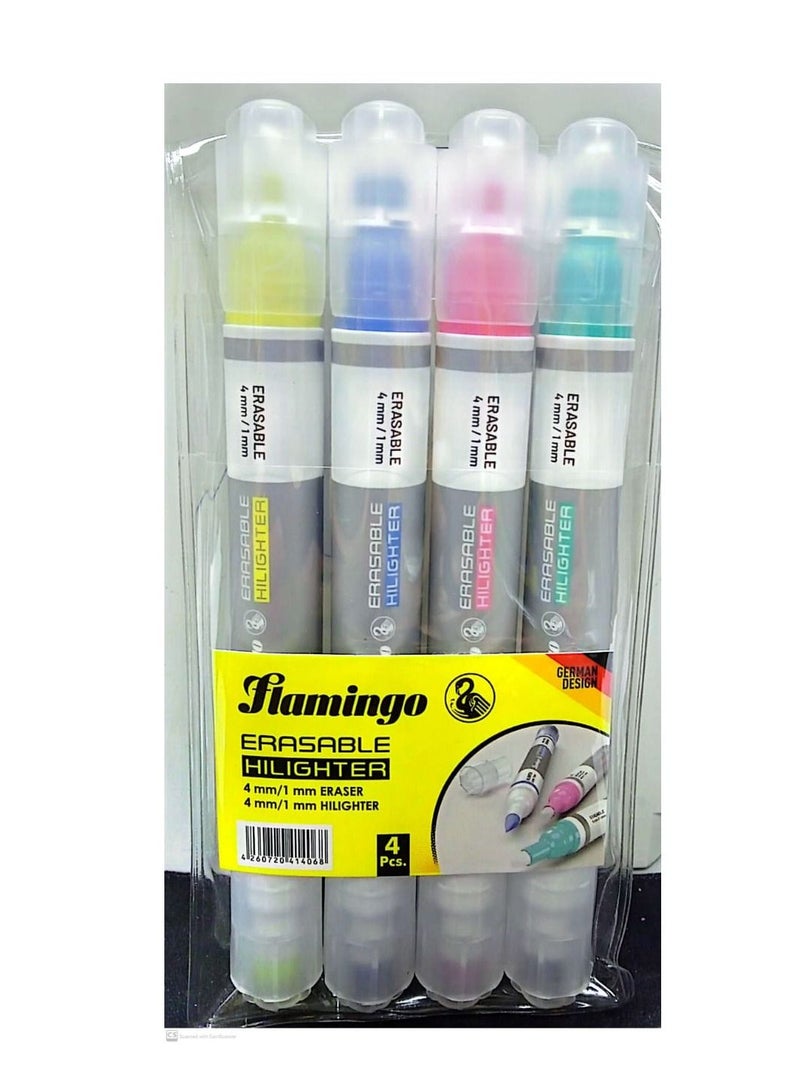 Flamingo 4Pieces Twin Sided Erasable Hilighter - Image 1