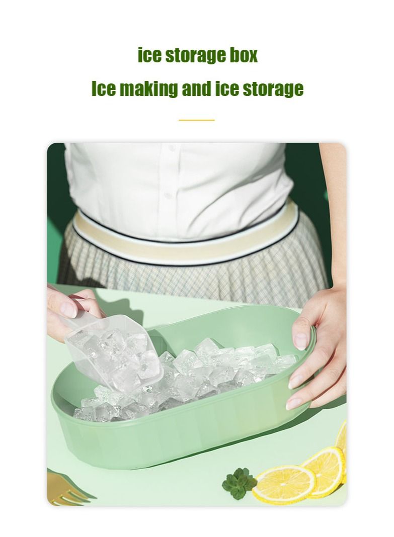Daigiit Ice Cube Tray /Soft Bottom 72 Grid/Double Layer Set/With Ice Shovel/Green - Image 5