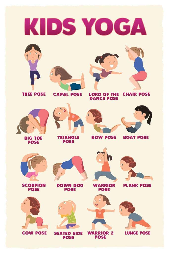 Poster Foundry Kids Yoga Poster Kid Chakra With Poses For Children Exercise Posters Activities Cool Wall Art Print Poster 16x24 - Image 1