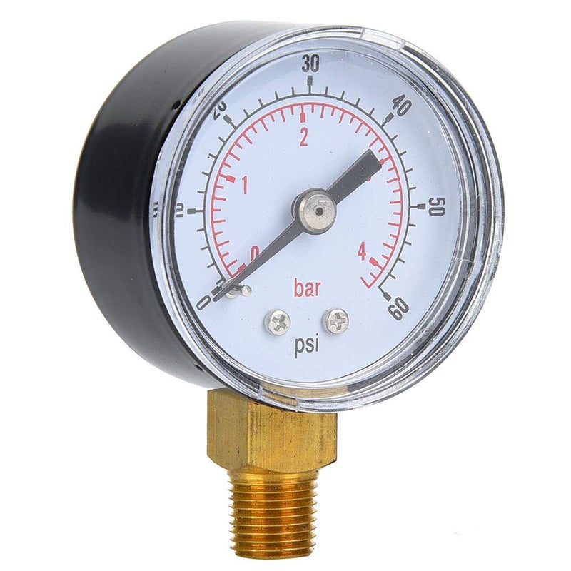 Mechanical Pressure Gauge 0 60psi 0 4bar Dual Scale Metal Casing For Air Oil Water - Image 5