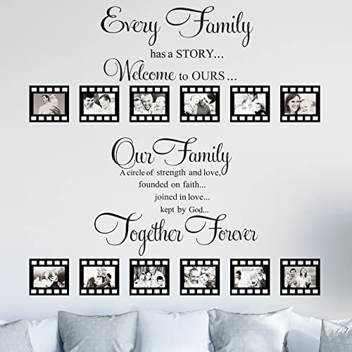 Chinco Family Wall Stickers Contains 12 Pieces of Picture Frames, Every Family Has a Story Wall Decor Our Family is a Circle Decal for Living Room - Image 1