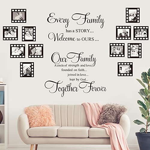 Chinco Family Wall Stickers Contains 12 Pieces of Picture Frames, Every Family Has a Story Wall Decor Our Family is a Circle Decal for Living Room - Image 4