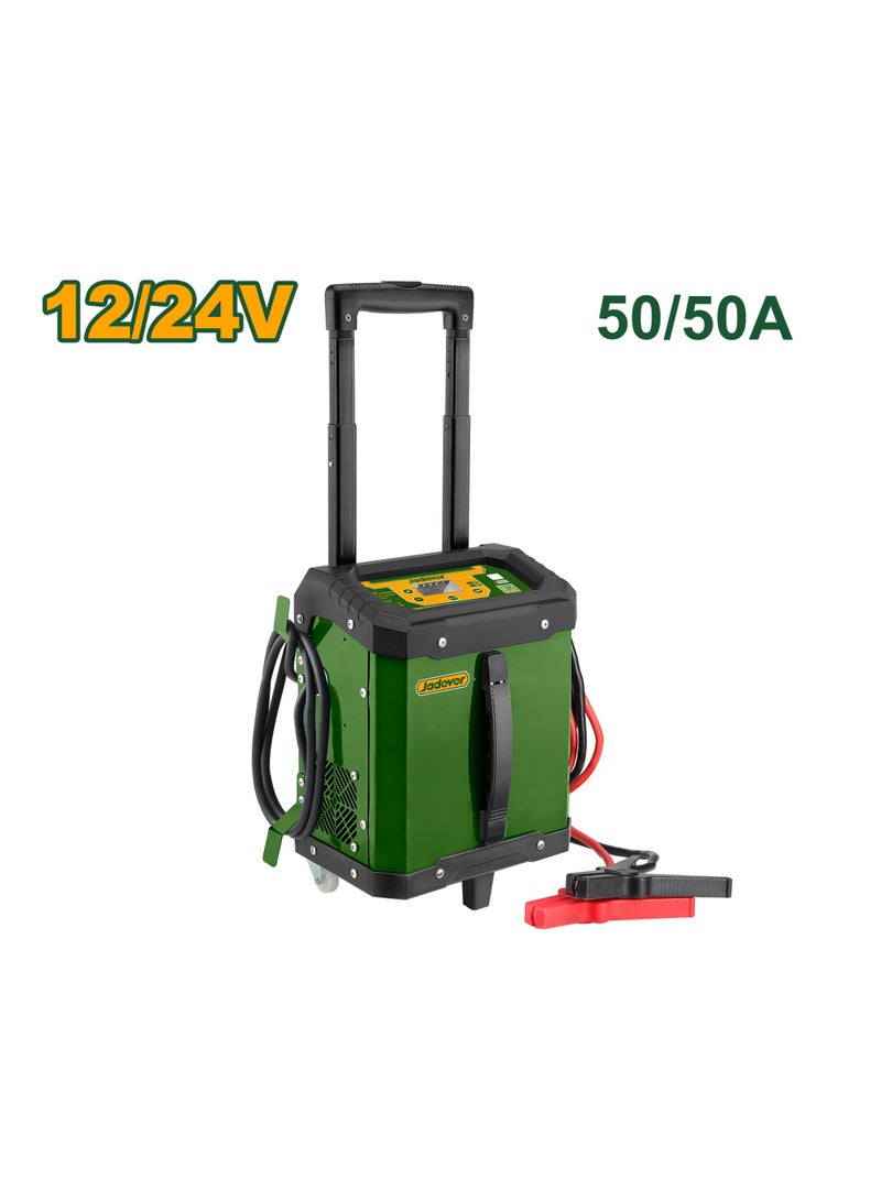Jadever Inverter Battery Charger 12/24V, 50/50A Automatic smart Battery Charger for Car, Truck & Heavy-Duty Vehicles & with Digital Display & Safety Protection - Image 1