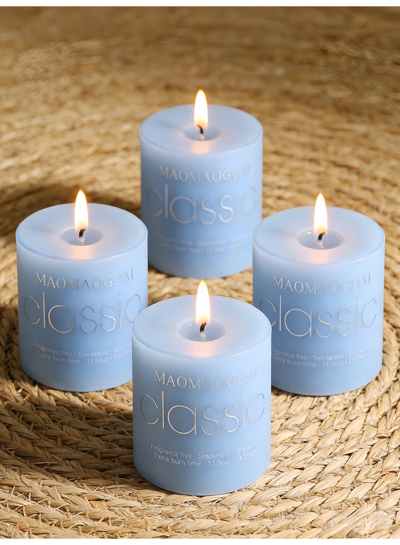 4 Pack Blue Ocean Scented Candles, Smokeless Dripless Pillar Candles, 13 Hours Long Burning Fragrance Candle Set for Home, Weddings, Parties, Dinner Table Decor, Gift Boxed Aromatherapy Candles - Image 3
