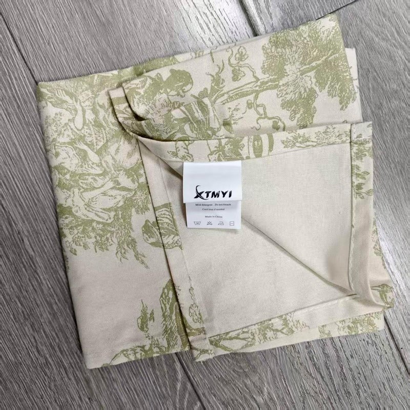XTMYI مناديل طاولة خاصة بعيد الفصح بلون أخضر، بتصميم زخرفي على طراز البوهو، مناسبة لطاولات المقهى والمطبخ، بطول 72 بوصة. - Image 5