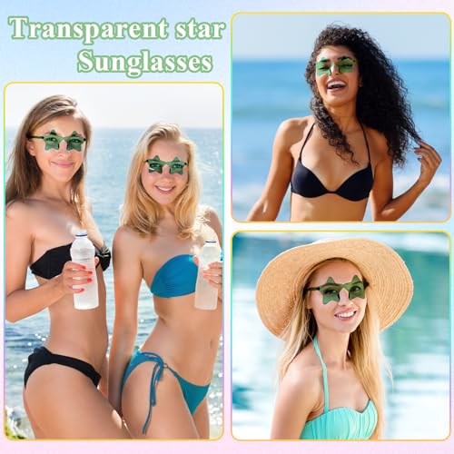 NACHLYNN 12 Pcs Rimless Star Shaped Sunglasses Green Transparent Sunglasses Pentagram Glasses for St. Patrick Day Christmas - Image 4