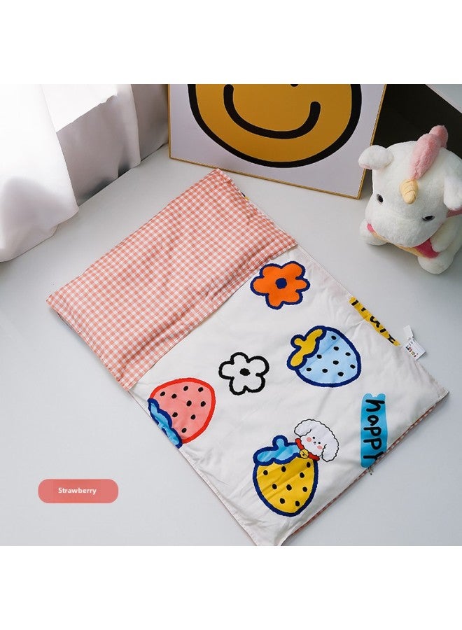 # Kindergarten Mattress Cover Pure Cotton Cartoon Cotton Mattress Cover Cotton Soft Cushion Quilt Cover Zipper Cover-Color:Strawberry [60-count Type A Quilt Cover]-Specifications:140x60cm - Image 1