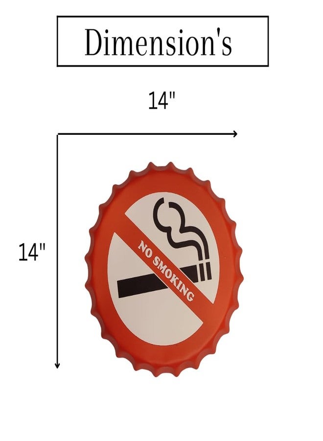 EAZYWAGON Decorative Metal Bottle Caps Wall Sign Plates - 14X14 Inches - NO SMOKING | Metal Wall Hanging Bottle Cap for Home, Farmhouse, Bar & Cafe Decoration | Vintage & Retro Look Plaques - Image 4