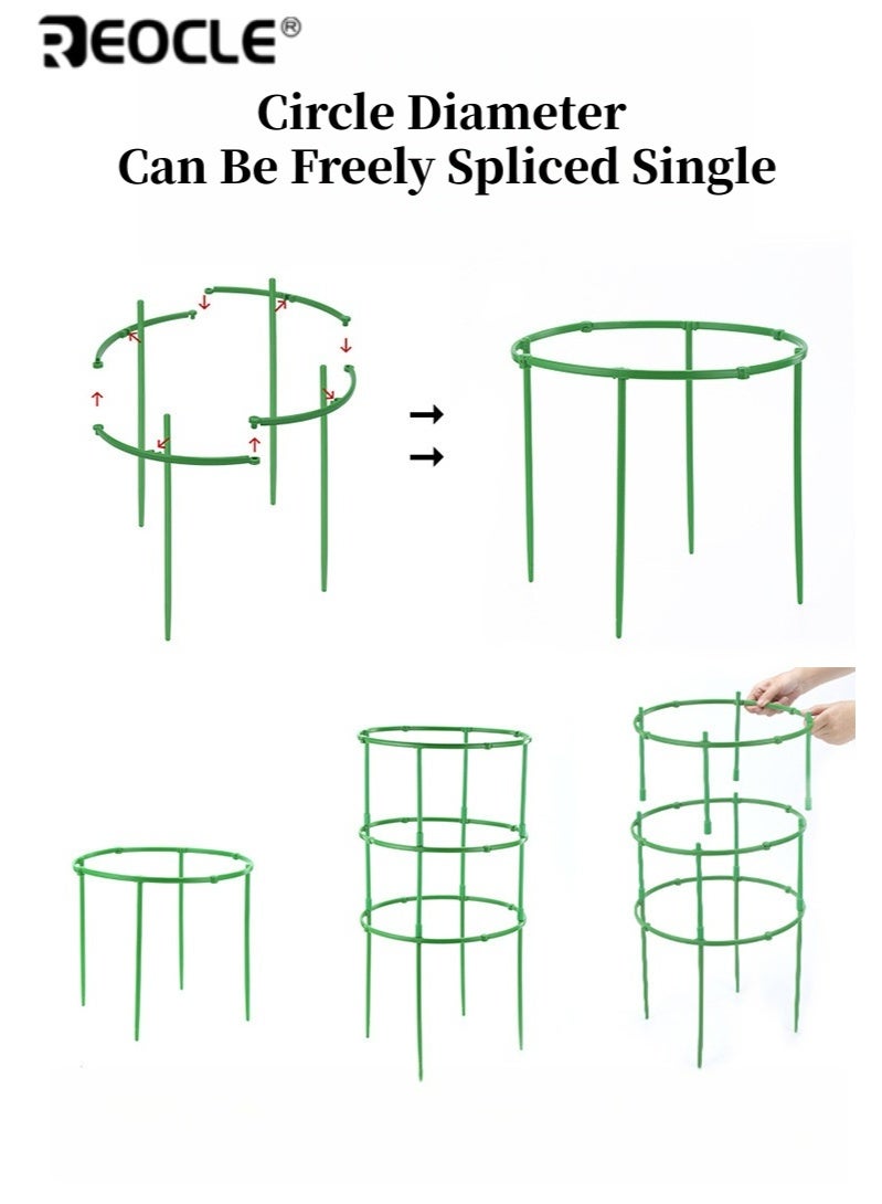 ريوكل مجموعة من 5 حلقات دعم للنباتات مصنوعة من البلاستيك، قابلة للتكديس، تستخدم في الحدائق لدعم الزهور والنباتات المتسلقة، تصميم متين بلون أخضر جذاب، مناسبة لتزيين الشرفات والساحات، قابلة للتجميع والتخزين بسهولة - Image 3