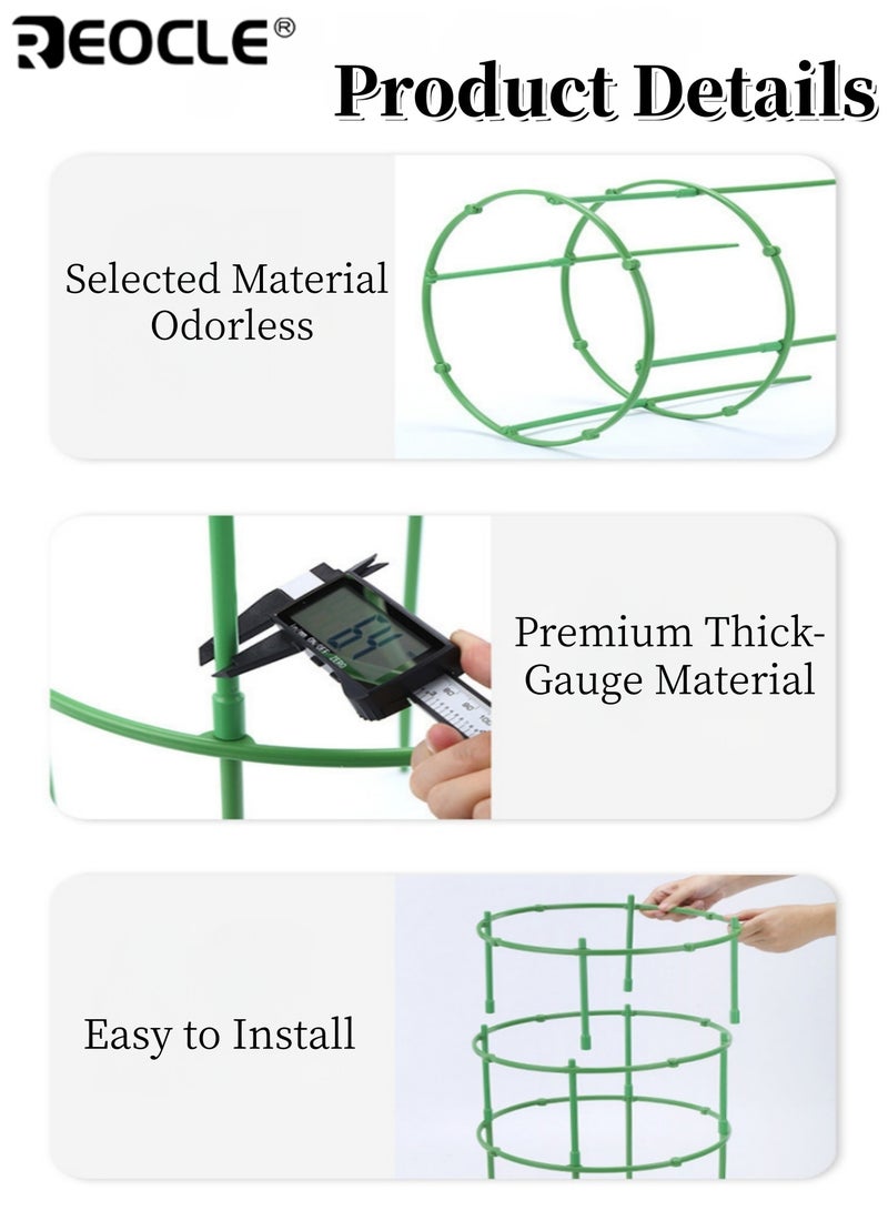 ريوكل مجموعة من 5 حلقات دعم للنباتات مصنوعة من البلاستيك، قابلة للتكديس، تستخدم في الحدائق لدعم الزهور والنباتات المتسلقة، تصميم متين بلون أخضر جذاب، مناسبة لتزيين الشرفات والساحات، قابلة للتجميع والتخزين بسهولة - Image 2