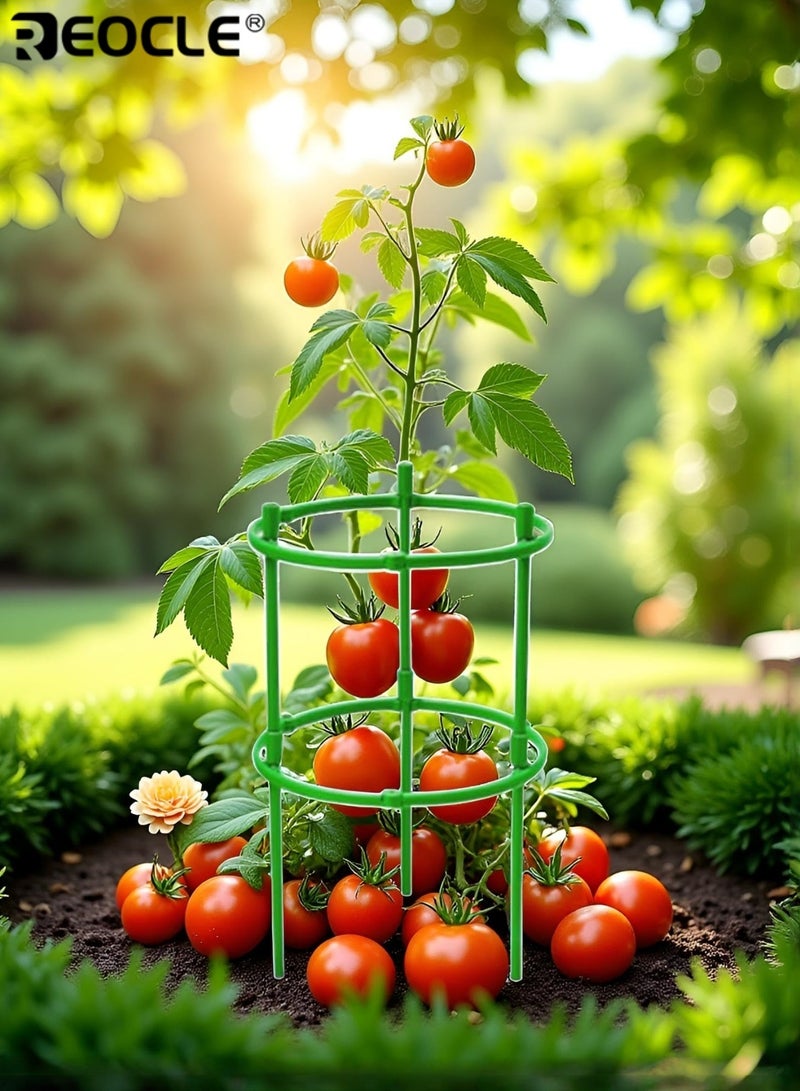 ريوكل مجموعة من 5 حلقات دعم للنباتات مصنوعة من البلاستيك، قابلة للتكديس، تستخدم في الحدائق لدعم الزهور والنباتات المتسلقة، تصميم متين بلون أخضر جذاب، مناسبة لتزيين الشرفات والساحات، قابلة للتجميع والتخزين بسهولة - Image 5