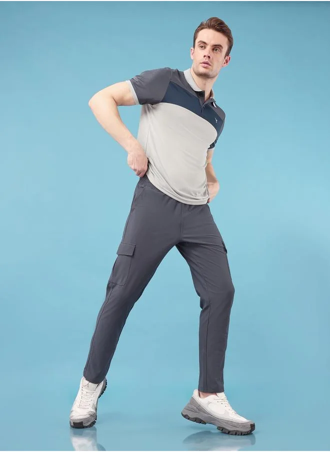 تكنوسبورت Technosport Solid Stretch Cargo Pants with Drawstring