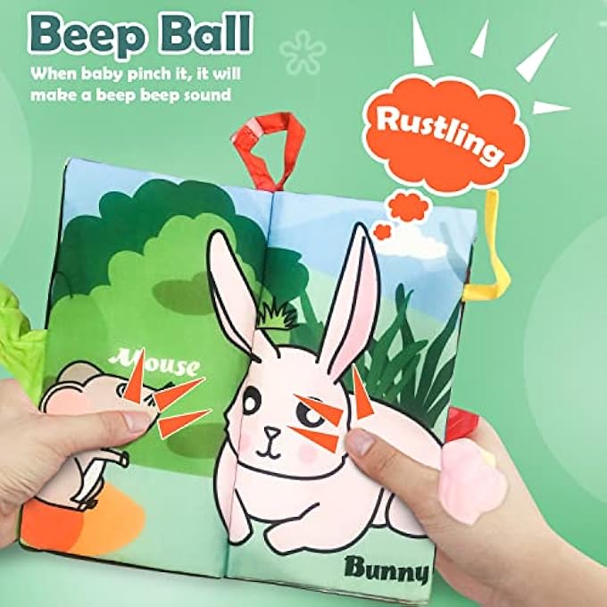 BABY BOOKS SOFT CLOTH BOOK TODDLERS STROLLER SENSORY TOY BOY GIRL BABY TOYS 0-3 0-6-6 6-12 MONTHS 1 2 3 YEAR OLD (GARDEN) - Image 3