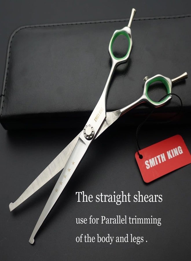 Smithking 7 inches Safe Dog Grooming Scissors Set with Round Tip,Straight & Thinning & Curved Shears Set with comb for Dog & Cat Grooming &human hair cutting (Green 4 in 1 with comb) - Image 4