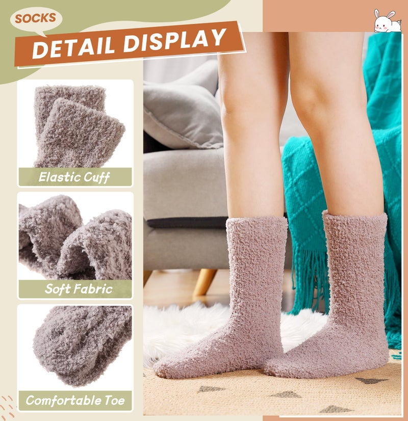 Velice Womens Fuzzy Socks Soft Cozy Fluffy Slipper Socks Winter Warm Plush Sleeping Christmas Socks 5 Pairs(Black/Grey/Blue) - Image 4