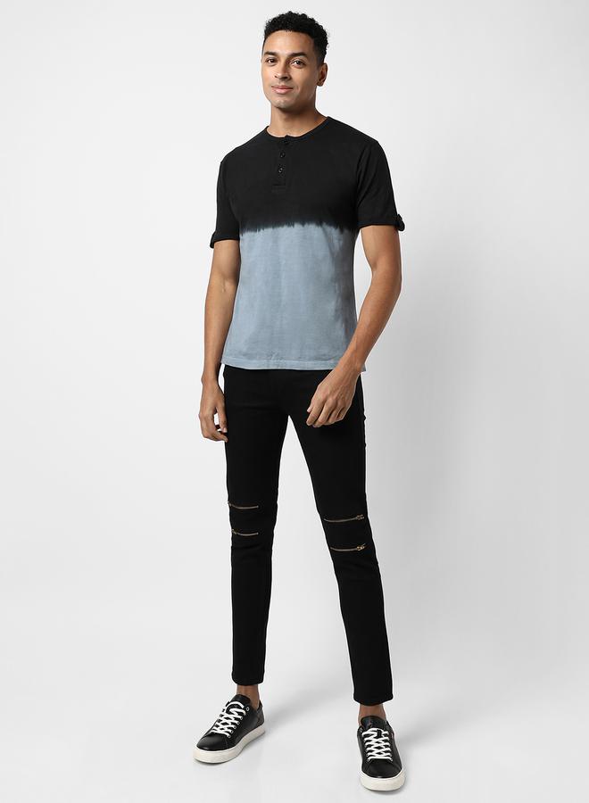 Campus Sutra Ombre Look Henley Neck T-Shirt by Styli  - Image 4
