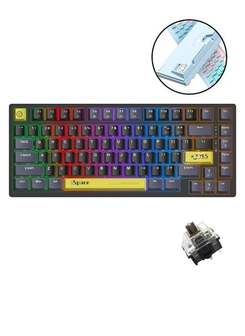 82-Key Tawny Switch Mechanical Gaming Keyboard 75% Mini Wired Waterproof Backlight Silent Black Rgb Color Suitable For Computer/Ps4/Xbox Gamers