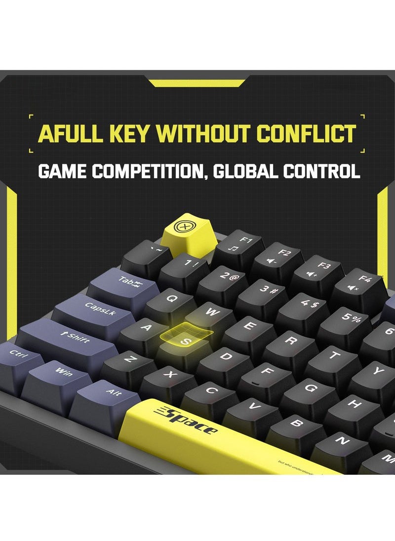 URBBKING - 82-Key Tawny Switch Mechanical Gaming Keyboard 75% Mini Wired Waterproof Backlight Silent Black Rgb Color Suitable For Computer/Ps4/Xbox Gamers - Image 1