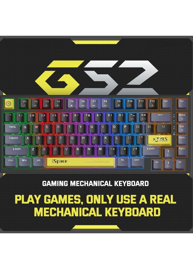 URBBKING - 82-Key Tawny Switch Mechanical Gaming Keyboard 75% Mini Wired Waterproof Backlight Silent Black Rgb Color Suitable For Computer/Ps4/Xbox Gamers - Image 1