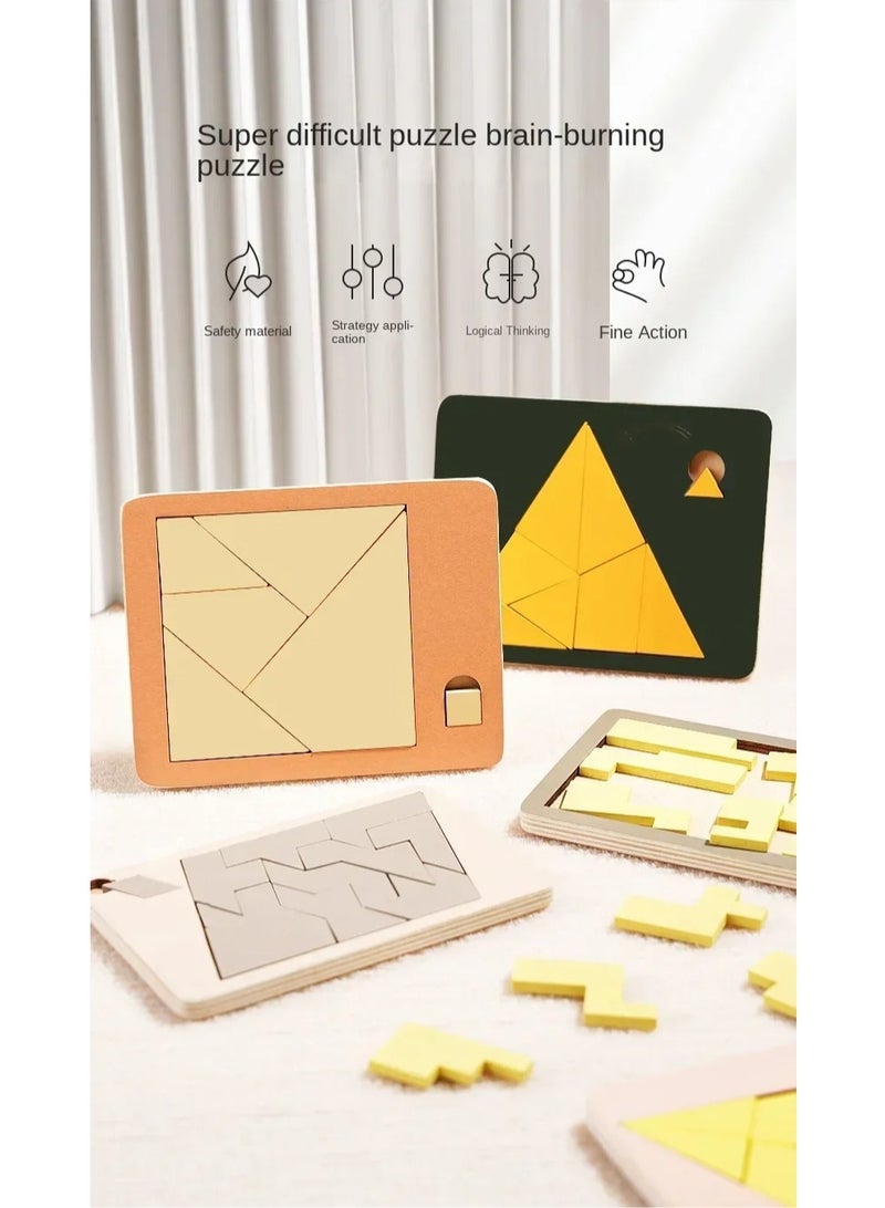 ألغاز هندسية خشبية، تحدي المستحيل، حرق الدماغ، تخفيف الضغط، ذكاء العقل، أحجية الصور المقطوعة للأطفال - Image 4