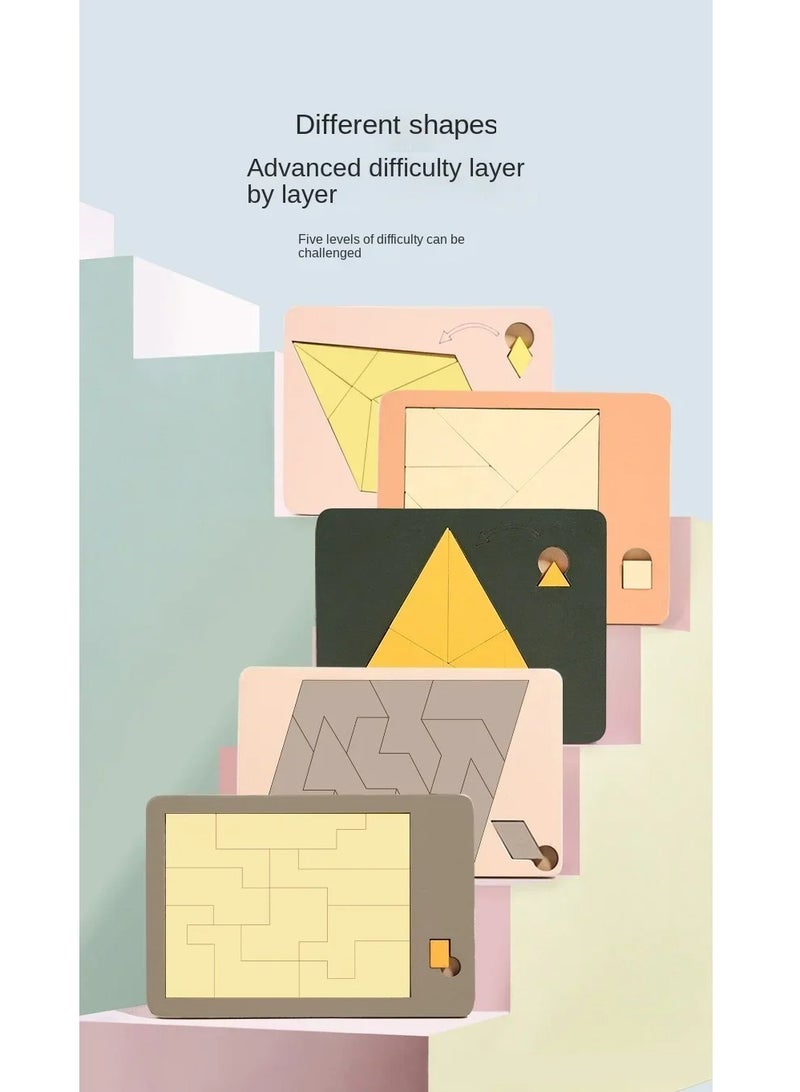 ألغاز هندسية خشبية، تحدي المستحيل، حرق الدماغ، تخفيف الضغط، ذكاء العقل، أحجية الصور المقطوعة للأطفال - Image 2