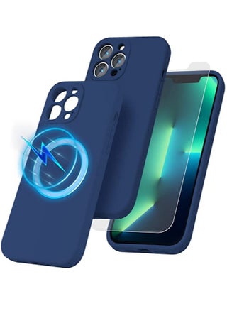 iPhone 13 Pro Max with 2 Pack Tempered Glass Screen Protector Magsafe Case Silicone Phone Case with Microfiber Lining for iPhone 13 Pro Max 6.7 inch 2022,Blue - pzsku/Z2012A85E4EA7516DB48AZ/45/_/1699443383/b0644e5e-959d-40b5-aa61-c2cc86efd809