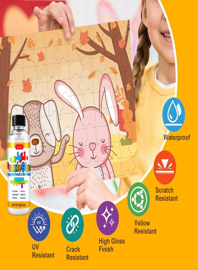 YumCraft غراء أحجيات شفاف سريع الجفاف، 7 أونصات، لاصق لامع لحماية أحجيات الصور المقطوعة مع أداة تطبيق دقيقة، لاصق غير سام لحماية جميع أحجام الأحجيات، مثالي للأعمال اليدوية وعرض الأحجيات - Image 3