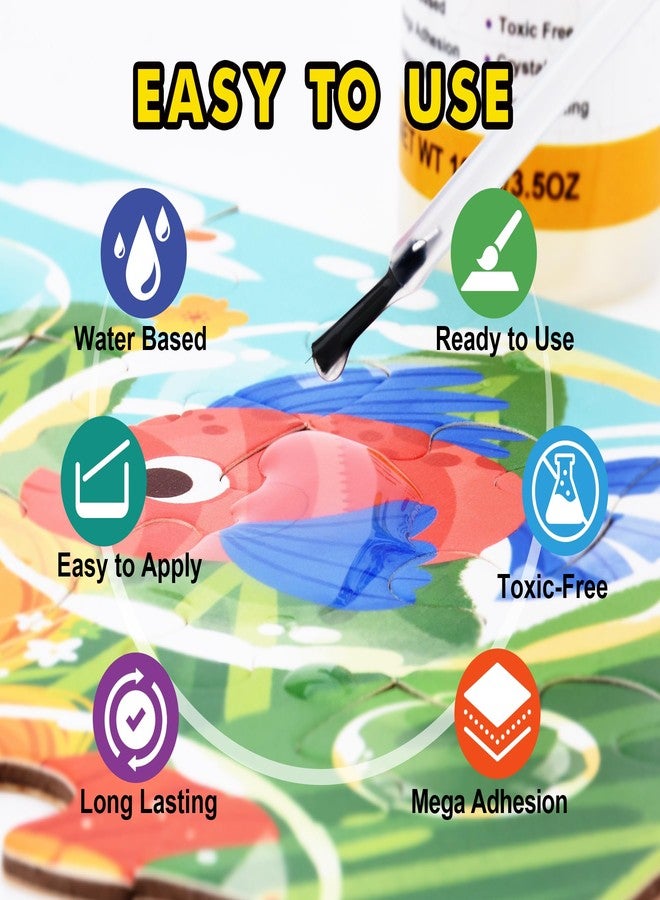 YumCraft غراء أحجيات شفاف سريع الجفاف، 7 أونصات، لاصق لامع لحماية أحجيات الصور المقطوعة مع أداة تطبيق دقيقة، لاصق غير سام لحماية جميع أحجام الأحجيات، مثالي للأعمال اليدوية وعرض الأحجيات - Image 2