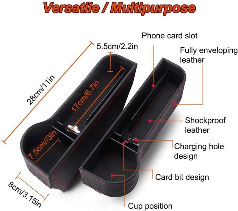 Car Seat Gap Filler Organizer - Premium PU Leather Console with Cup Holder - Image 4