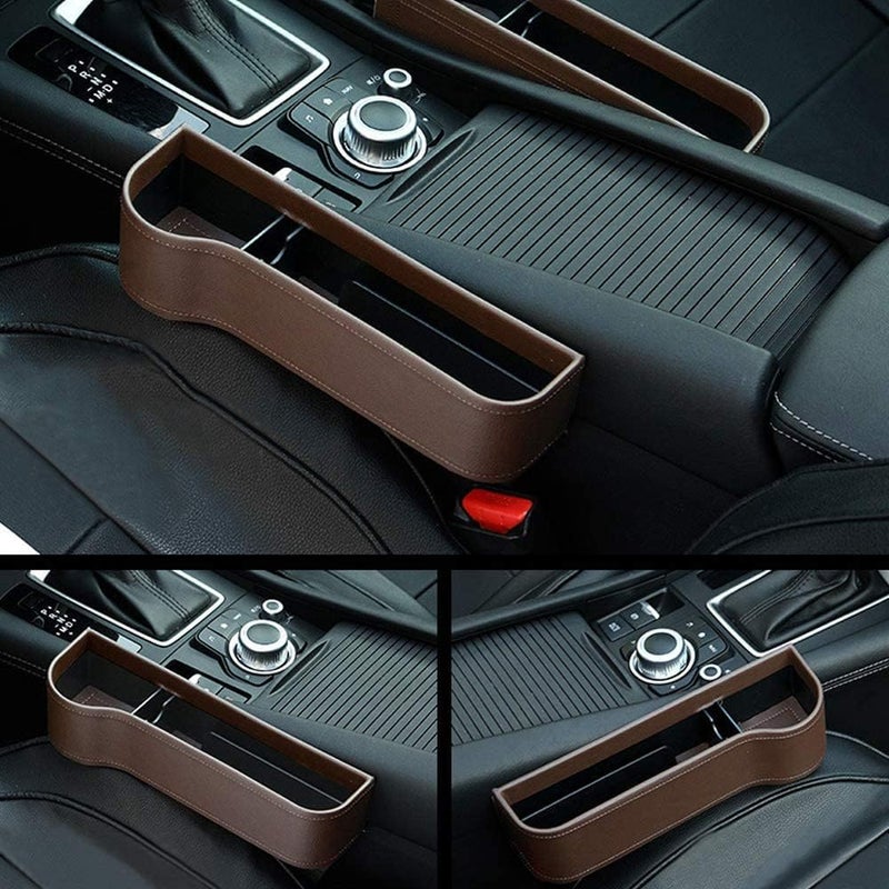 Car Seat Gap Filler Organizer - Premium PU Leather Console with Cup Holder - Image 2