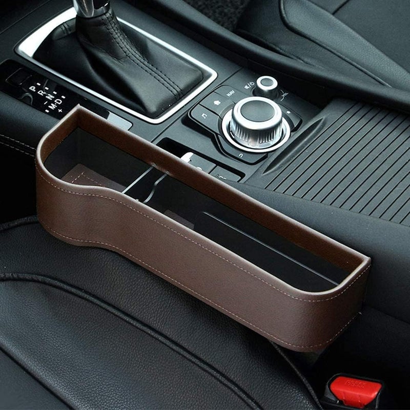 Car Seat Gap Filler Organizer - Premium PU Leather Console with Cup Holder - Image 1
